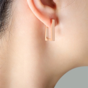 Minimalist Jewelry Stainless Steel Ear <b>Clip</b> Earring Elegant square Earrings - Product Image 3