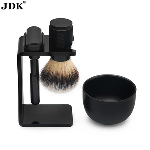 Ensemble de brosses à barbe en poils synthétiques JDK pour hommes avec support de brosse de 3/4 pouces, bol à savon/tasse, manche en métal de qualité professionnelle, cadeau - Product Image 5