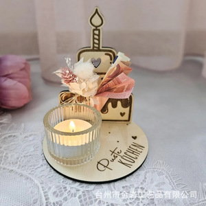 Décorations personnalisées transfrontalières en bois pour bougies d'anniversaire, cadeaux de gâteaux ronds en bois, accessoires de scène photo pour enregistrement - Product Image 4
