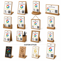 Support de table en bois personnalisé pour avis Google sans contact avec base en U et fonction NFC – Affichez vos avis sur Google