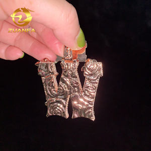 3D Rose Custom Bail Letter Colgantes Baguette Moissanite Iced Out Full Diamonds Letter Nombre inicial Joyería Collar Personal - Product Image 6