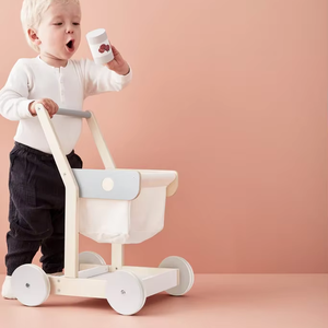 รถเข็นไม้จำลองสำหรับเด็กรถเข็นช็อปปิ้งของเล่นแบบถือด้วยมือเล็กๆรถเข็นซื้อของในบ้านซูเปอร์มาร์เก็ตสำหรับเด็ก - Product Image 5