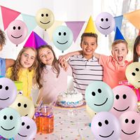 Ballons visage souriant best-seller pour fêtes d'anniversaire d'enfants, grands ballons en latex pastel macaron en vrac pour enfants
