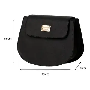 Sac bandoulière pour femme Fana Susana en cuir microfibre noir 23x18x8 cm avec fermeture à rabat, sac pour téléphone portable, style uni - Product Image 1