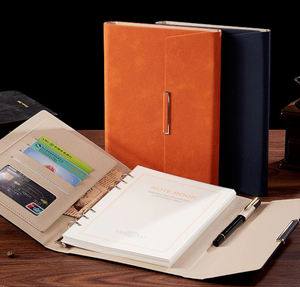 A5 PU三つ折りルーズリーフノートカードポケットダイアリーノートバインダーギフトボックス防水ビジネスカスタマイズ - Product Image 3
