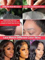 Pelucas de Cabello Humano con Ondas Suaves y Frente de Encaje, Pre-desplumadas, Pre-decoloradas, con Nudos Pequeños y Cabello de Bebé, para Mujeres Negras