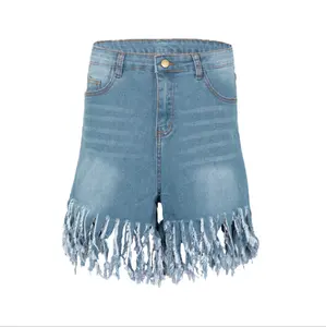 Europe and America Street hipster fashion women fringed Demin shorts women casual mid-waist broken holes women short jeans