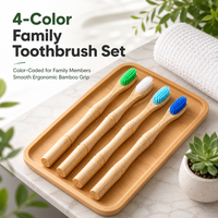 Lot de brosses à dents jetables écologiques en bambou, 4 couleurs de poils, kit de soins bucco-dentaires portable pour hôtel et voyage, vente en gros