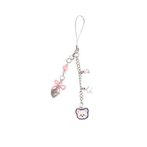 INS mignon dessin animé Animal alliage téléphone porte-clés étui pour écouteurs pendentif sac décoration polyvalent Girly coeur - Product Image 5