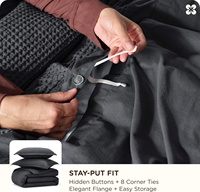 Parure de lit en coton peigné premium, teinture dégradée, tissage gaufré, 5 pièces, 240 GSM, ensemble de couvre-lit en coton doux pour la vente en gros, 21s/32s