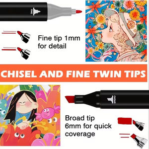 Marqueurs d'art Hilaud 24/36/60/80/168 couleurs, manga, croquis, 168 stylos à double embout, à base d'<span class=keywords><strong>alcool</strong></span>/d'eau, pointes en <span class=keywords><strong>feutre</strong></span> 6-7 mm/1-2 mm, école - Product Image 6