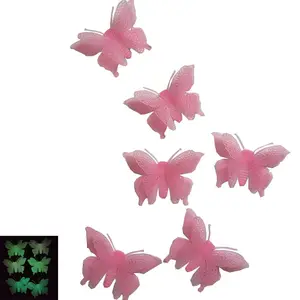 PVC glow in the darks butterflies 3d wall stickers for home decoration and baby room 8cm 6Pack PVC18045