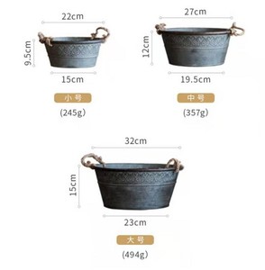 Vase de table Art Déco à double oreille <span class=keywords><strong>en</strong></span> corde de chanvre avec seau <span class=keywords><strong>en</strong></span> fer au design écologique pour décoration de jardin - Product Image 3