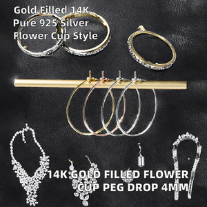 KUMOKUMO 925 <b>Silver</b> 4mm Flower Cup Twist Peg Drop Connectors for Charms Necklace Jewelry Making America - Product Image 2