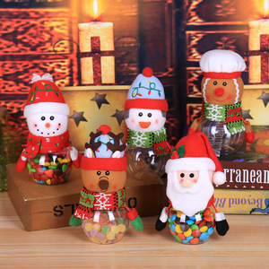 QY Factory Wholesale  Eco-friendly Cartoon <span class=keywords><strong>Santa</strong></span> Decor Gift Kids Storage Plastic Round  Bottle New Year Christmas Candy Jar - Product Image 1