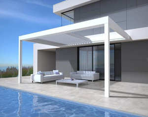 <span class=keywords><strong>Pergola</strong></span> moderne imperméable avec auvent, gazebo de jardin de luxe, <span class=keywords><strong>lame</strong></span> rotative, profil en <span class=keywords><strong>aluminium</strong></span> - Product Image 4