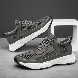 Men's Sporty Sneakers Breathable Lightweight Genuine Leather <b>Height</b> <b>Increase</b> <b>Insoles</b> 6cm Adjustable Lifts Mesh Lining Autumn - Product Image 1