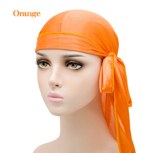 Durags en satin élastique personnalisés pour hommes JX, logo personnalisé, vente en gros, soie épaisse, longue queue, chapeau de pirate, durags de créateur - Product Image 5