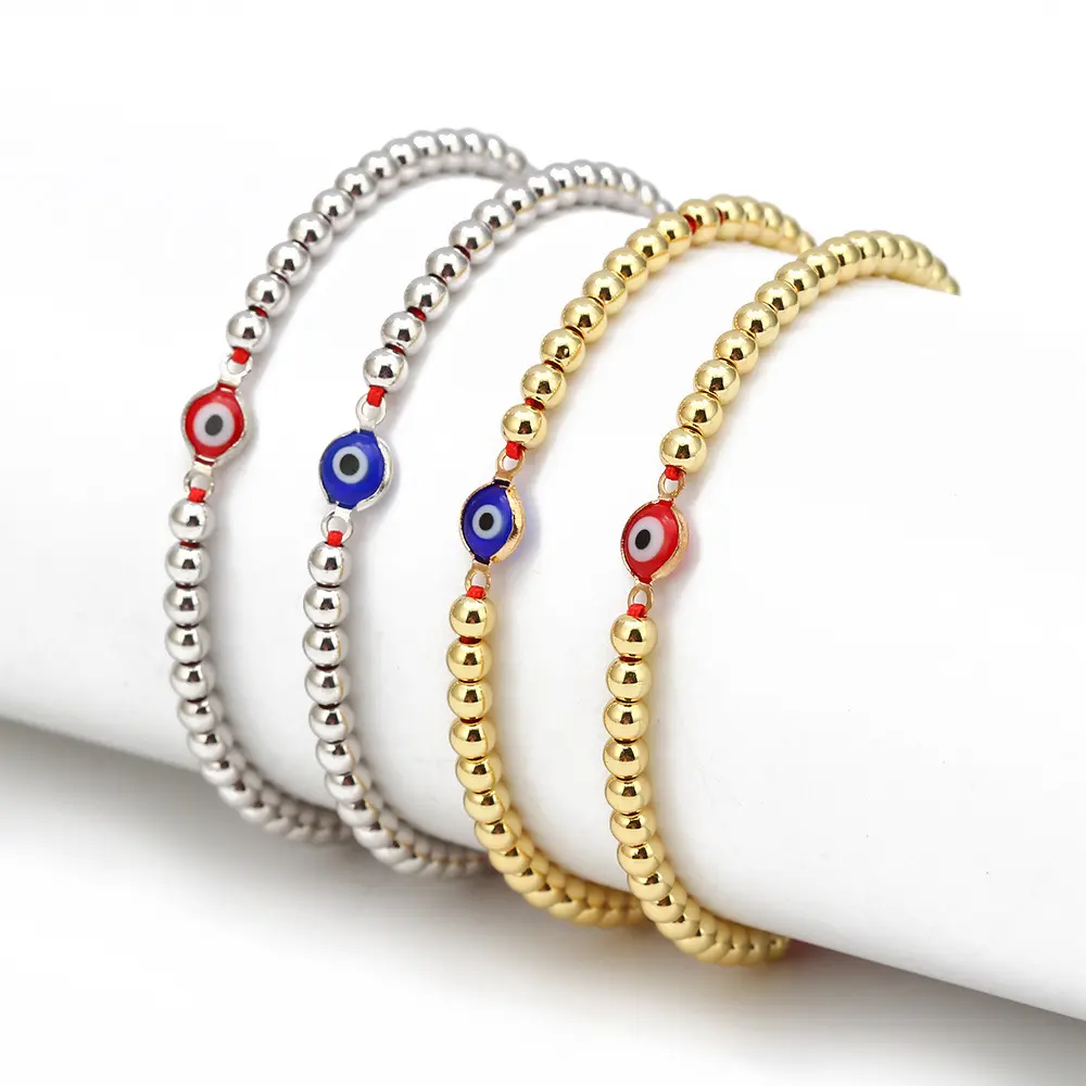 Europäische verstellbare türkische böse Augen Perlen Armband Gold Silber Kupfer Perlen Augen Armband für Frauen
