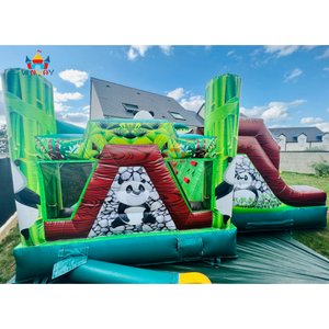 Château gonflable commercial Panda avec toboggan, en matériaux écologiques, logo personnalisé, installation facile pour la location - Product Image 2