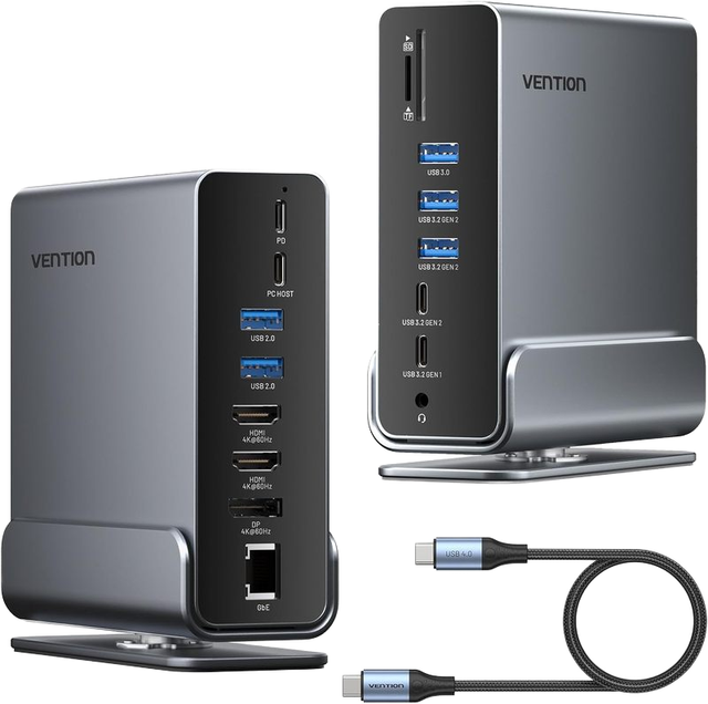 16-In-1 USB C Docking Station MST 16 Ports Type C Multi-Function HUB Adapter USB 3.0 for Desktop Computer