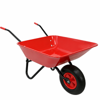 Carretilla de una rueda de 65L con bandeja metálica con recubrimiento en polvo de 0.6mm, color personalizado para uso en jardín, rueda neumática.
