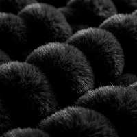 Couverture en fausse fourrure de lapin noire avec texture gaufrée rayée pour canapé-lit, couverture en polaire luxueuse et chaude, lavable