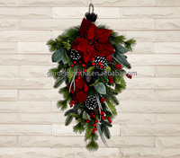 Guirlande en plastique écologique en forme de larme verte Décorations de Noël Porte d'entrée Mur Fêtes Guirlandes suspendues