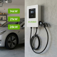 EVEGO Nueva Estación de Carga para Vehículos Eléctricos con Tarjeta RFID, CCS1/CCS2, Monofásica, 240V, Nivel 2, IP55, Montaje en Pared, Carga Rápida Inteligente, 80A, 28kW