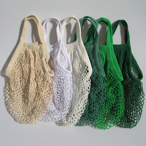 Vente en gros de <span class=keywords><strong>sac</strong></span> à provisions en maille de coton en corde colorée pour la plage doublée de stockage écologique pour fruits mangue - Product Image 3