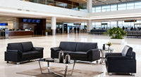 Ensemble de canapés modulaires sur mesure en gros, respectueux de l'environnement, pour salon commercial, bureau, design moderne, cuir synthétique, bois