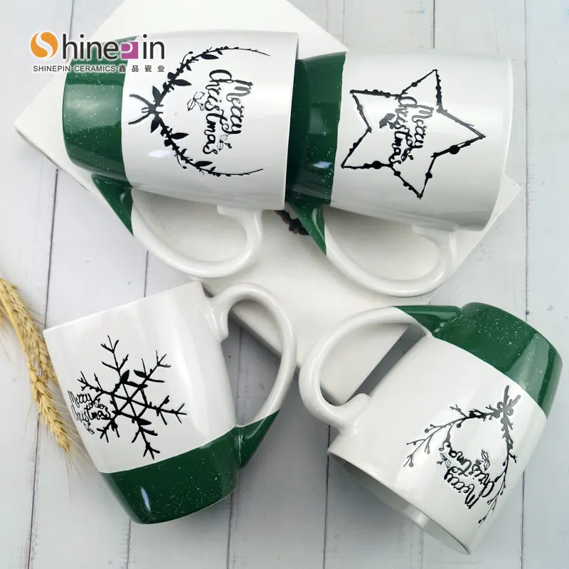 Pabrik Keramik Set Makan malam Mug Tahun Baru Natal sublimasi porselen promosi cangkir kopi cina Mug keramik cangkir teh