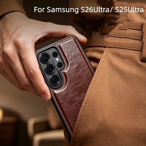 Funda para Teléfono <span class=keywords><strong>Samsung</strong></span> S26Ultra/ S25Ultra HD, Funda de Cuero Hecha <span class=keywords><strong>a</strong></span> Mano, Magnética, Resistente <span class=keywords><strong>a</strong></span> Golpes, Estilo Retro de Negocios - Product Image 4