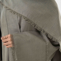 Nouvelle Abaya Personnalisée 2026 Couleur Unie en Lin, Ensemble Abaya Ouverte avec Hijab, Vente en Gros, Robe Musulmane, Vêtements Islamiques pour Femmes, Style Islamique