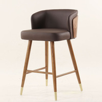 Tabouret de bar haut moderne en bois massif de style nordique et américain, pour usage commercial, sans accoudoirs