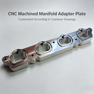 Plaque d'adaptation de collecteur d'admission en aluminium usiné CNC de précision sur mesure avec entretoise thermique et ports profilés pour moteur 4 cylindres - Product Image 1