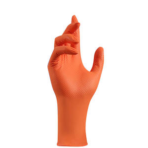 Guantes desechables sin polvo de 8 mil, guantes con patrón de diamante de nitrilo naranja - Product Image 5