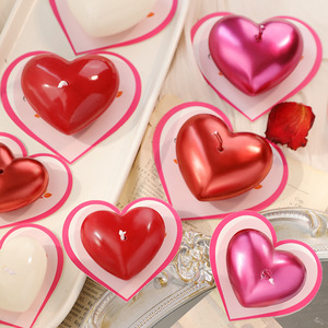 Nouvelles bougies en forme de cœur métalliques avec un parfum doux pour un cadeau de la Saint-Valentin et une décoration de table - Product Image 4