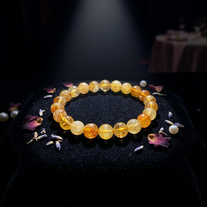 Natural Citrine 8mm Round Gemstone Stretch <b>Beaded</b> <b>Bracelet</b> Women's Trendy Third Party Certified Wholesale Supply - Product Image 1