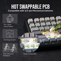 AULA F75 MAX Keyboard Mekanik Gasket Hot-Swap PBT 75% Baru dengan Layar TFT USB-C untuk PC/Mac, Koneksi Kabel/BT/Nirkabel 2.4GHz
