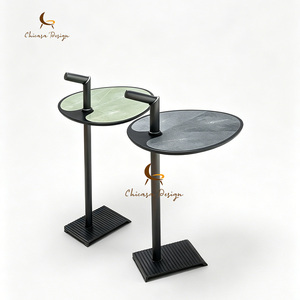 Italy Design Modern <b>Side</b> Table Stainless Steel Frame Industrial Devil Fish Texture Faux Leather Top - Product Image 1