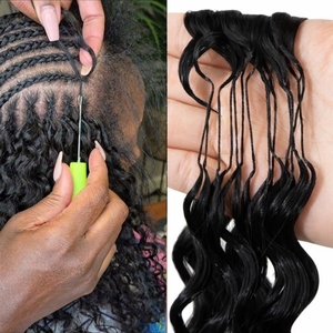 Extensiones de Cabello Humano Pre-separadas con Ondas Profundas, Tipo Pluma, <span class=keywords><strong>para</strong></span> Crochet, Sin Nudos, <span class=keywords><strong>Rizado</strong></span> Birmano, Cabello a Granel al por Mayor <span class=keywords><strong>para</strong></span> <span class=keywords><strong>Trenzas</strong></span> - Product Image 4