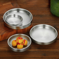 Bol de cuisine coréen plat, épais, double couche, vaisselle en acier inoxydable 304, assiettes à dîner, plats à assaisonnement pour la cuisine