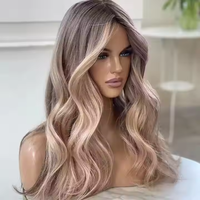 60-Highlight Ash Blonde Russian Human Hair 13*6 Peluca con malla frontal Sin procesar Estilo liso suave Color mezclado Tamaño de gorra pequeña