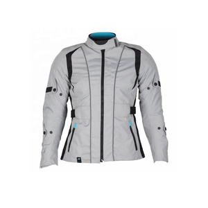 Racing Jackets Longed Zippers <b>Stand</b>-Collar Breathable Women's <b>Motorbike</b> Cordura-Textile Black-Striped White-Jackets For Riding - Product Image 1