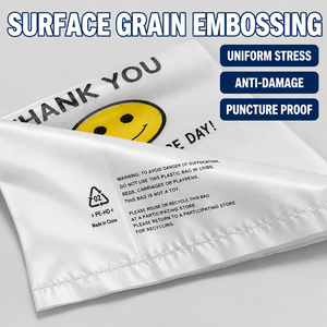 <span class=keywords><strong>Sac</strong></span> de courses en plastique HDPE blanc imprimé avec un visage souriant, à prix avantageux, recyclable, respectueux de l'environnement, avec poignée, « Merci, Bonne Journée » - Product Image 5