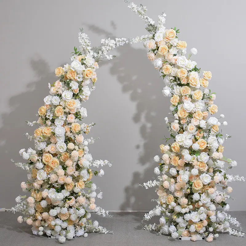 2024 gran oferta flores de arco de boda flor central Blanca Flor artificial para decoración de pared de boda