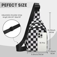 Tas Selempang Kotak-kotak Outdoor Trendy, Tas Pinggang Mini Motif Checkerboard Warna-warni dengan Tali yang Dapat Disesuaikan untuk Olahraga