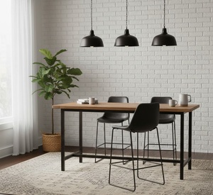 Taburete de Bar de Cuero Negro Moderno de Alta Calidad con Construcción Robusta, Diseño Elegante y Base de Metal para Restaurante, Hotel, Hogar y Bar - Product Image 2