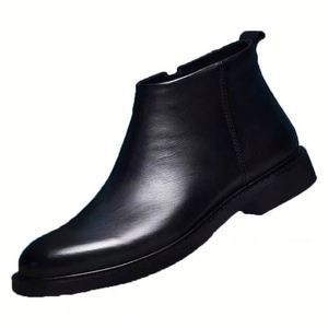 Botas Chelsea de PU para Hombre, Diseño de Color Sólido, Estilo Europeo Retro, Botas de Invierno Sin Cordones para Plataformas Sociales - Product Image 5